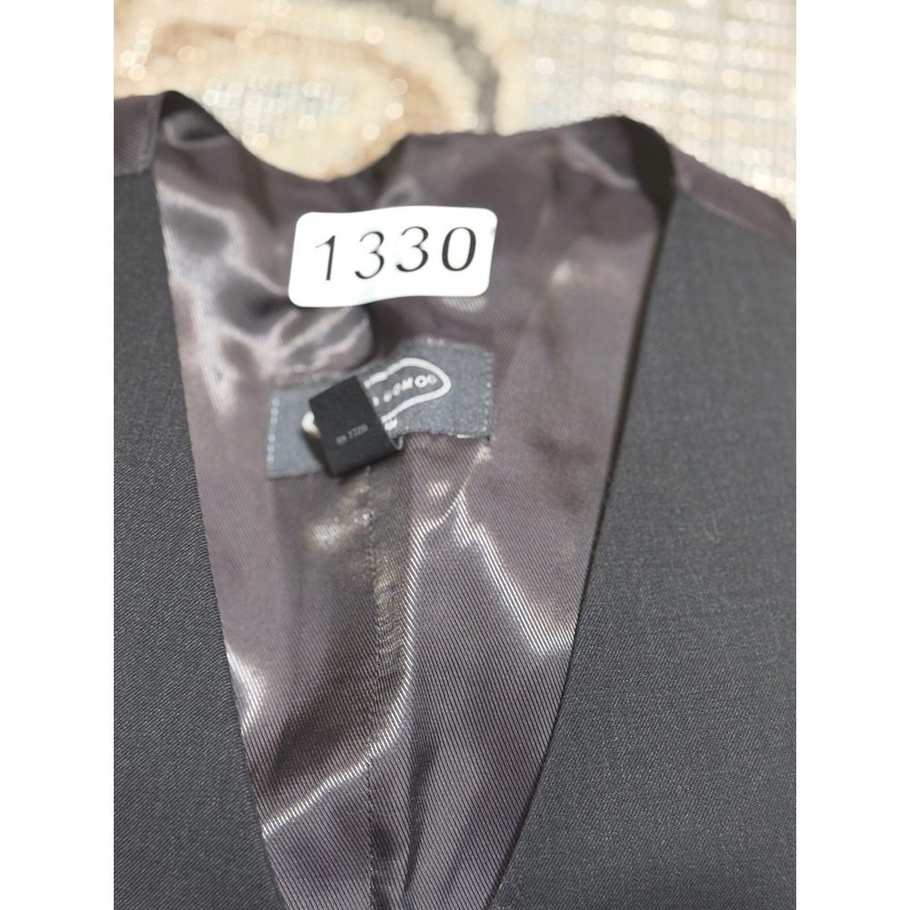 Pronto Uomo Platinum Mens Small Charcoal Gray 100% Wool Suit Vest Waistcoat - Picture 7 of 7